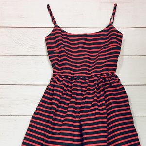 J.Crew Navy Blue/Red Stripe Fit&Flare Dress xs